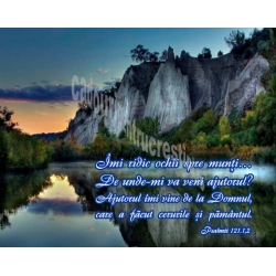 Poster mare 70x50 cm, Imi ridic ochii spre munti...